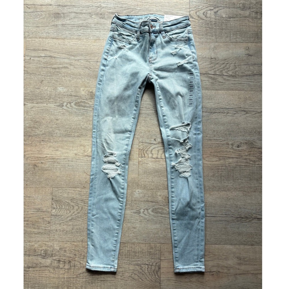 American Eagle Next Level Stretch Jegging Moonstone Light Distressed 000 Regular